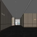 Modern Office Corridor With Light-colored Walls Marble Floor And Recessed Lighting
