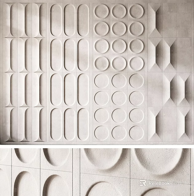 Modern Wall Paneling With Geometric Patterns Textured Surfaces And Decorative Designs For Interior 3d model 