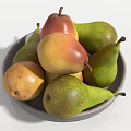 Fresh Ripe Pears Arranged in a Bowl with Mixed Green Yellow and Red Colors