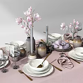 Modern Tableware Plate Combination 3d model