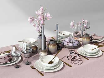 Modern Tableware Plate Combination 3d model