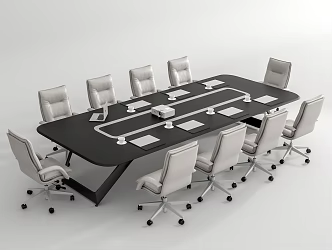 Modern Conference Table and Chair Office Chair 3d model