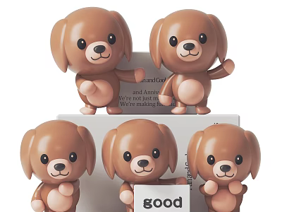 Cute Brown Dog Toy Dolls Handmade With Joint And PVC Plastic Holding Good Sign 3d model