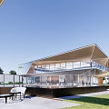 Modern Sales Office Building Fold Surface Demonstration Area 3d model