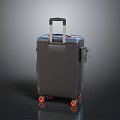Gray Travel Suitcase with Retractable Handle Orange Wheels and Side Pocket