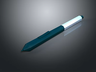 Sleek Modern Green And White Pen For Daily Writing And Office Use 3d model