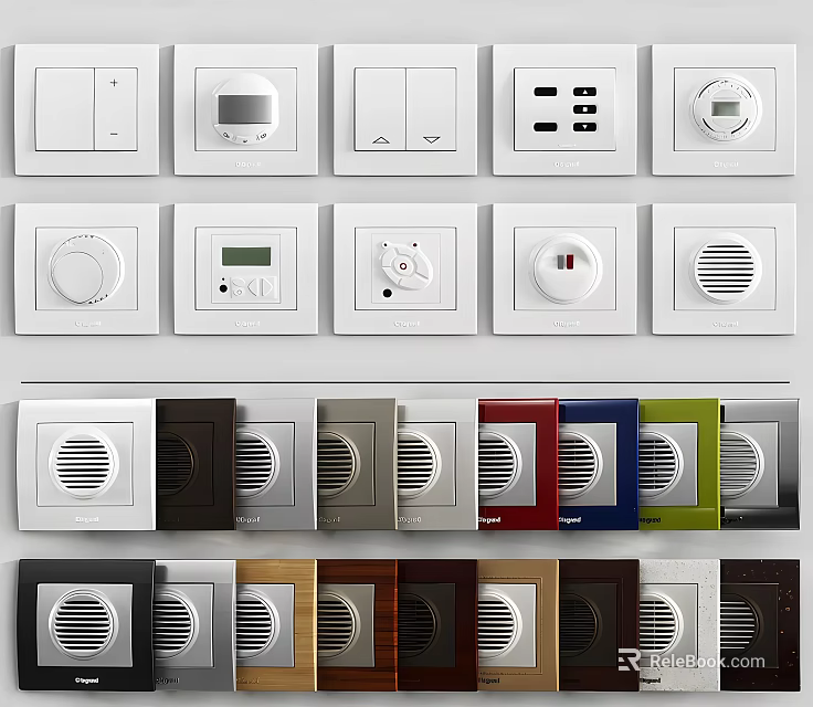 Modern Switch Panels With Various Colors And Functional Designs For Home Use 3d model