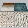 Square Rugs with Gradient Wave Patchwork and Chevron Patterns in Various Designs 3d model