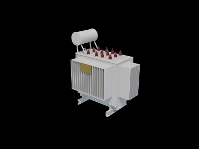 White Power Transformer With Cylindrical Top Component And Red Insulating Bushings 3d model