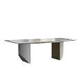 Modern Dining Table With Sleek Surface And Unique Geometric Base Design 3d model