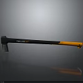 Heavy Duty Fire Axe With Black And Orange Handle And Polished Metal Head Design