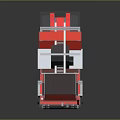 Red And White Block Model Fire Truck With Blue Emergency Lights And Ladder