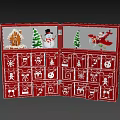 Red Christmas Advent Calendar with Decorative Drawers and Festive Holiday Elements