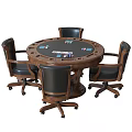 Premium Sports Equipment Wooden Round Poker Table With Swivel Chairs And Chips