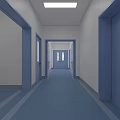 Sterile Operating Room With Surgical Table Medical Lights Cabinets And Blue Floor