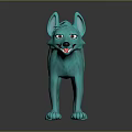 3D Animated Turquoise Fox Game and Movie Character with Fierce Expression and Standing Pose