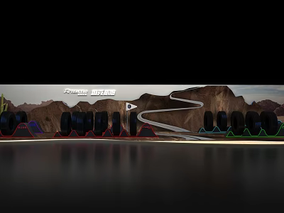 Mountain Road Scene Tire Display Truck Tire Display 3d model