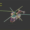 Modern Blue and White Helicopter with Dual Rotors Wheels and 3D Model Design