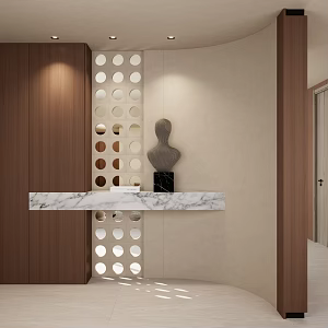Cream Antique Light Luxury Cement Brick Arc Entrance Partition Entrance 3d model