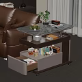 Modern Multifunctional Lift Top Coffee Table With Rock Slab Surface And Spacious Storage Drawers