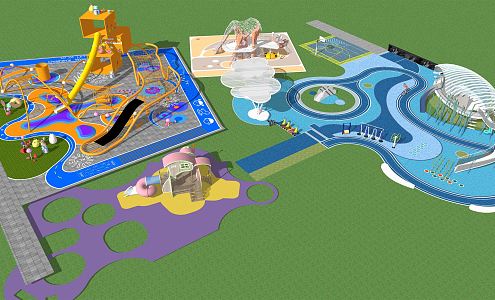 Modern children's play area children's playground equipment creative slide 3d model