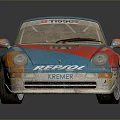 Porsche Race Car With Blue Orange Red Design Number 91 KEMPORA Logo And Worn Tires