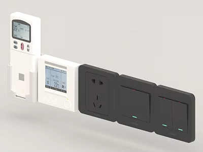 Modern Black White Switch Panel With Display Control Modules And Sockets 3d model