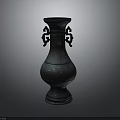 Ornate Antique Bronze Vase With Double Handles And Intricate Patterns 3d model
