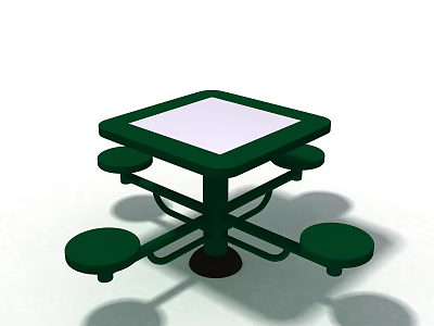 Outdoor Sports Equipment Green Square Table With Four Round Seats For Sports Rest Area 3d model