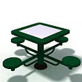 Outdoor Sports Equipment Green Square Table With Four Round Seats For Sports Rest Area