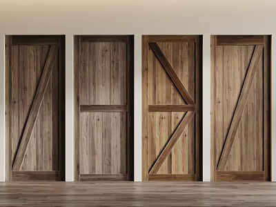 Multiple Wooden Hinged Doors With Various Panel Patterns For Interior Spaces 3d model