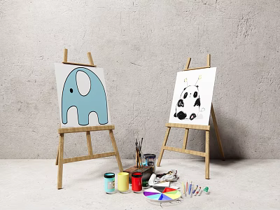 Modern easel drawing board 3d model