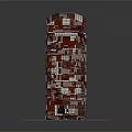 Red And Pink Block Composed Tower Structure On Square Platform Base