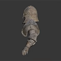 Medieval Antique Armor Components Featuring Helmet And Arm Guard With Ancient Metal Texture
