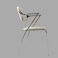 Sleek Modern White Accent Chair With Chrome Metal Frame And Upholstered Seat