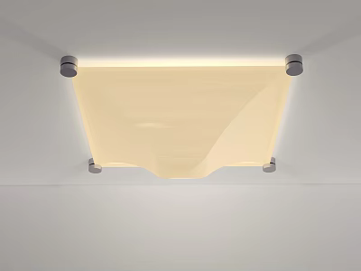 Modern Flush Mounted Ceiling Light With Square Glass Shade And Soft Illumination 3d model