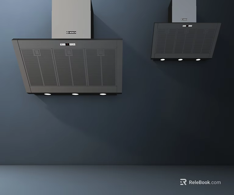 Efficient Modern Kitchen Range Hoods Stainless Steel Wall Mounted Appliances With Powerful Ventilation 3d model 