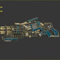 Futuristic Mechanical Weapon Blue And Silver Multi Barrel 3D Model Detailed Reflective Surface Design