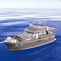 Gray Modern Yacht With Upper Deck And Windows Sailing On Blue Sea