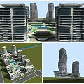 Modern High Rise Residential Buildings With Curved Architecture And Green Spaces