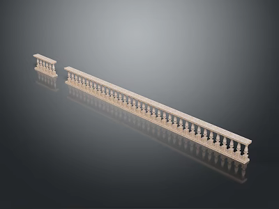 Beige Balustrade Models Featuring Columns Smooth Handrails And Reflections On Gray Background 3d model