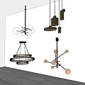 Modern Chandeliers with Circular Rings Multiple Arms and Spherical Lights for Interior Design 3d model