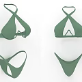 Green Bikini Swimwear With Triangle Top And High Cut Bottom Design