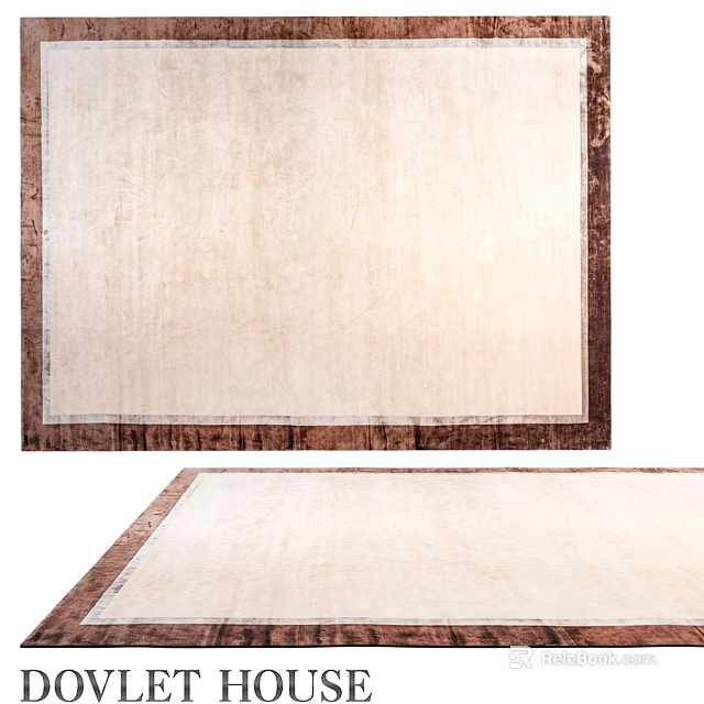 Square Light Beige Carpet With Dark Brown Border And Textured Surface Design 3d model 