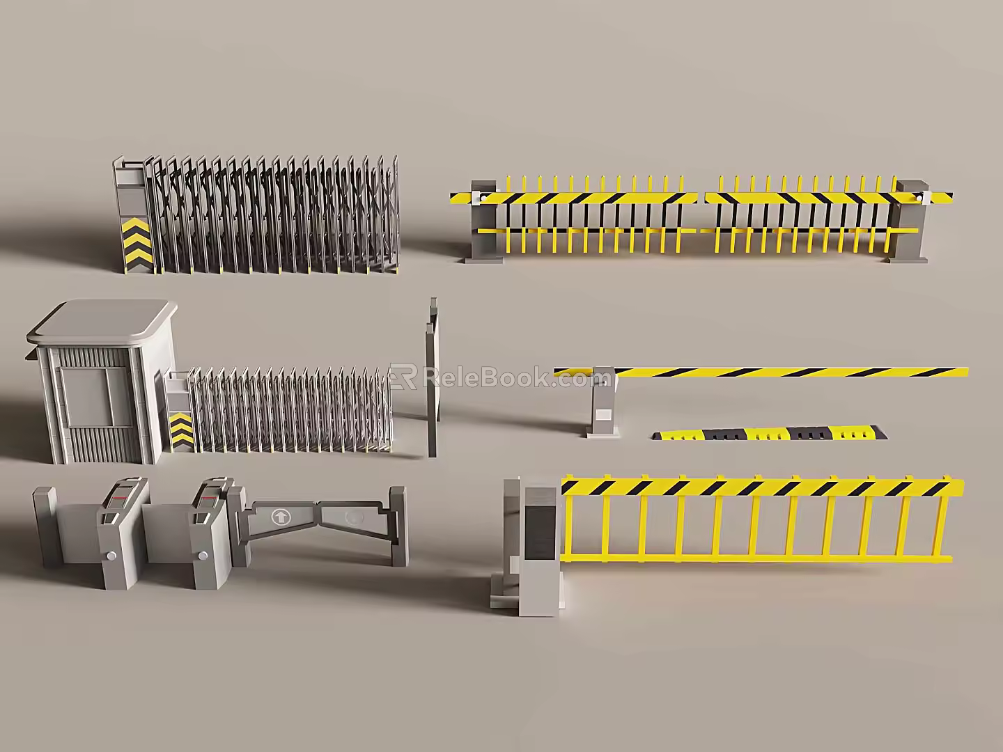 Telescopic door toll pole gate security check box isolation belt automatic door 3d model