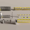 Telescopic door toll pole gate security check box isolation belt automatic door 3d model
