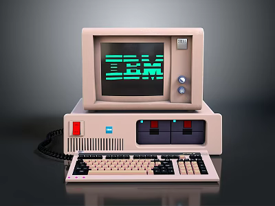 Classic Vintage IBM Computer Setup With CRT Monitor Keyboard And Retro Design 3d model