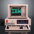 Classic Vintage IBM Computer Setup With CRT Monitor Keyboard And Retro Design