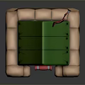 Green Outdoor Tent Furniture With Red Flag And Beige Base Mats
