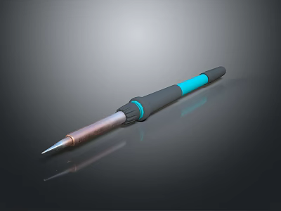 Modern Soldering Iron Hardware Tool With Black And Blue Design Copper Tip And Ergonomic Grip 3d model